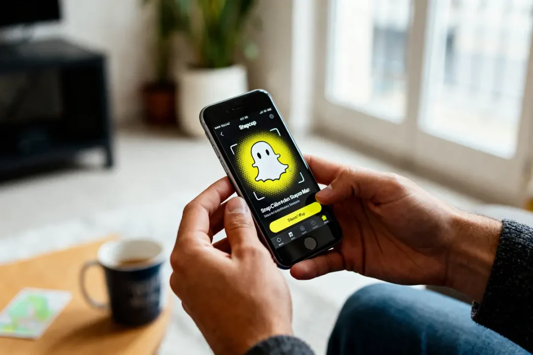 Personne utilisant Snapchat sur mobile pour savoir comment trouver quelqu'un sur snap sans son nom
