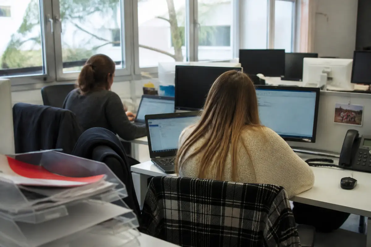 Personnes travaillant sur ordinateurs dans un bureau de CSE Coallia